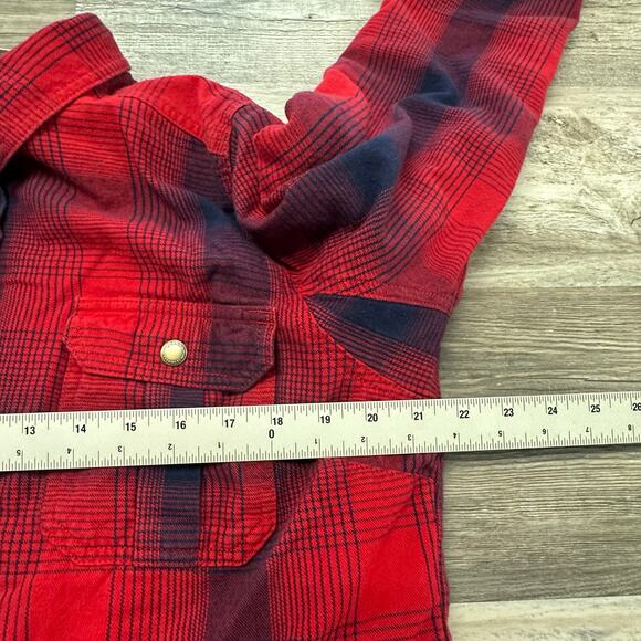 Duluth Trading Shirt Mens L Jacket Plaid Flannel Fleece Lined Button Up Shacket - Picture 7 of 9